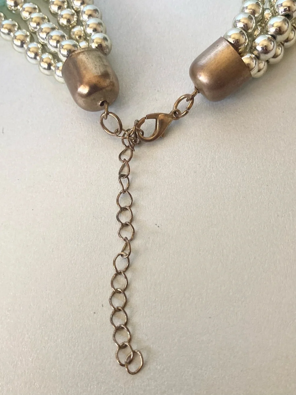 Multi-Strand Green Beaded preloved Necklace with Gold and silver tone Accents